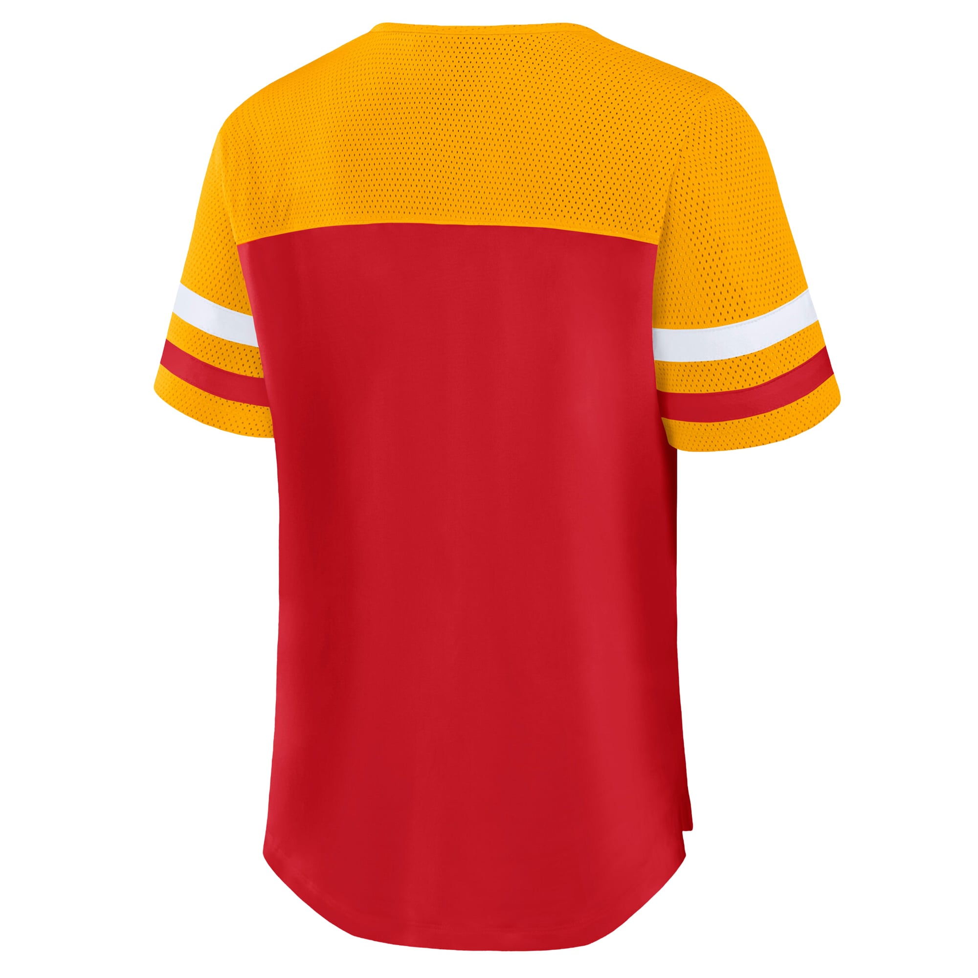Women's Fanatics Red/Gold Kansas City Chiefs Plus Size Throwback Curl Route Lace-Up T-Shirt